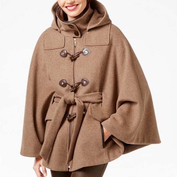Calvin Klein Jackets & Blazers - Calvin Klein NEW Wool Blend Toggle Front Cape Coat Jacket Poncho Brown L/XL